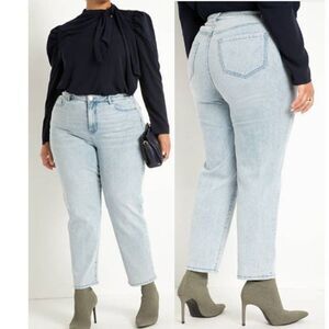 ELOQUII Plus Size High Rise Straight Leg Stretch Denim Ankle Jean‎